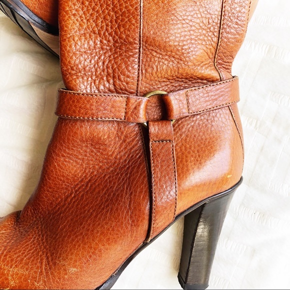 J. Crew Chestnut Brown Harness Heeled Boots, Size 6 - Picture 5 of 8